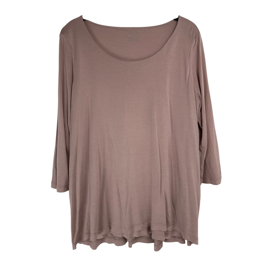 Pure Jill J. Jill Supersoft 3/4 Sleeve Elliptical Tee Mauve Modal Top Large